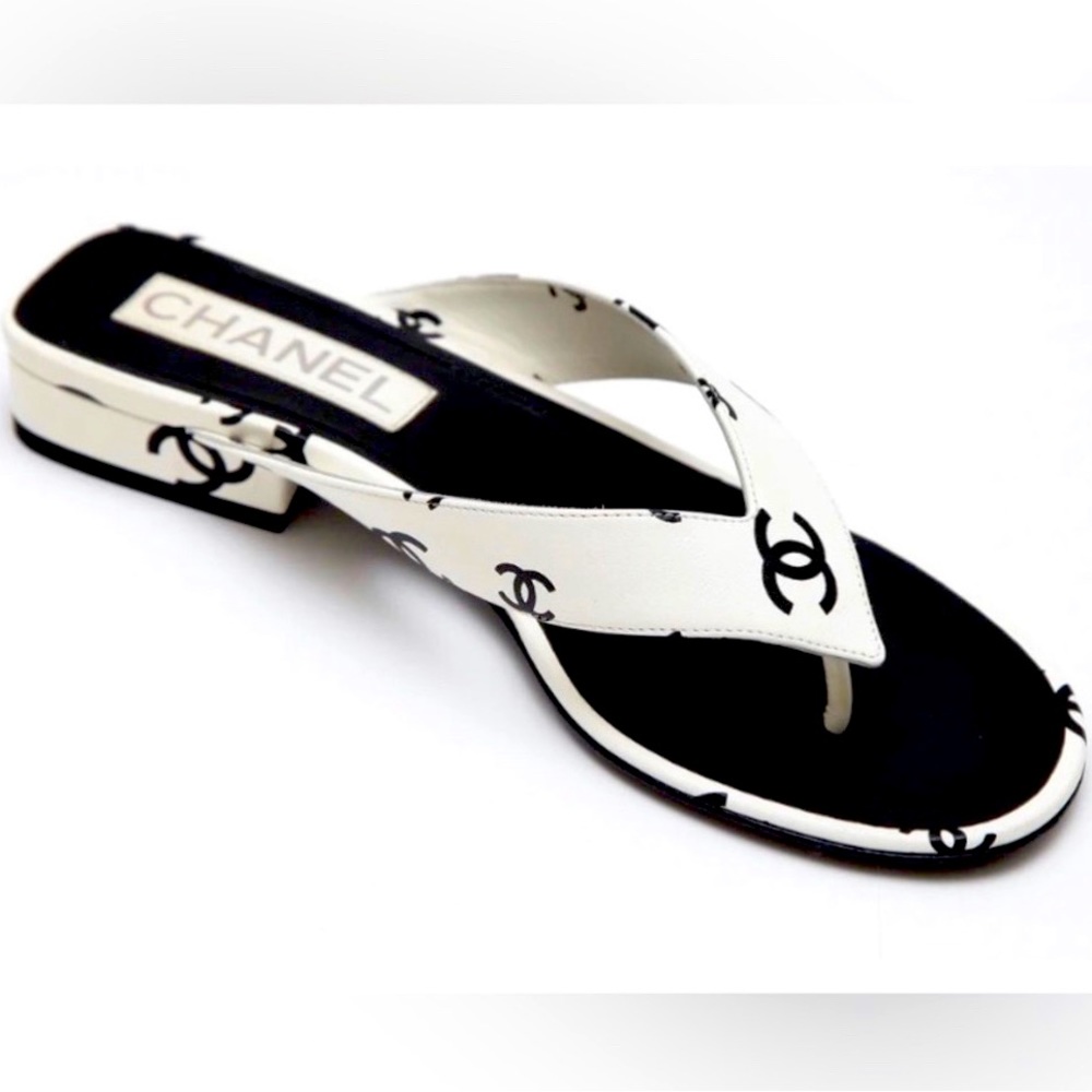 Chanel Logo Thong Sandals